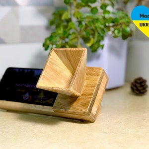 Personalized Wooden Phone Holder Stand acoustics Speaker Sound Amplifier upcycling with laser engraving creative christmas gift for friends