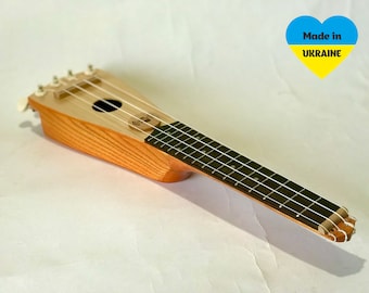 Travel backpacking ukulele soprano acoustic mini hawaiian guitar stringed musical instrument great sound gift for musician made in Ukraine