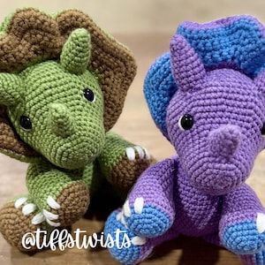 Handmade Crochet Triceratops Plushie | Amigurumi Dino Toy | Soft Dinosaur Gift