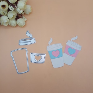 Troquel de corte de metal de taza de café, troqueles artesanales, plantilla de plantilla, troqueles de scrapbooking, tarjeta de bricolaje haciendo nuevos troqueles, troquelado, troqueles de metal