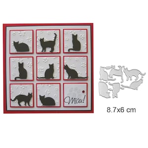 6Pcs Little Cats Cutting Die, Craft Dies, Stencil Template, Scrapbooking Dies, DIY Card Making New Dies, Die Cut