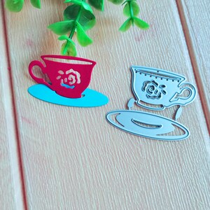 Troquel de corte de metal de taza de té, troqueles artesanales, plantilla de plantilla, troqueles de scrapbooking, tarjeta de bricolaje haciendo nuevos troqueles, troquelado, troqueles de metal
