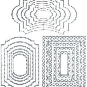 3pcs / Sets Cadre Découpe Matrice Métal Modèle Cadre Papier Cartes Découpe Découpe Pochoirs Imbriqués Cadre cousu Matrices de découpe Matrices de gaufrage
