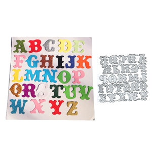 Molde de corte de metal com 26 letras do alfabeto, matrizes de artesanato, modelo de estêncil, matrizes de scrapbooking, cartão faça você mesmo, novas matrizes, cortadas, matrizes de metal