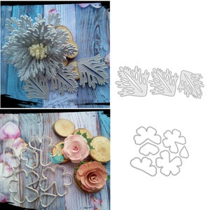 Molde de corte de flores, 2 peças, matrizes de artesanato, modelo de estêncil, matrizes de álbum de recortes, cartão faça você mesmo, novas matrizes, corte