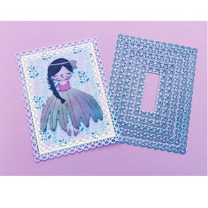 Matrice de découpe de métal de cadre rectangulaire en dentelle, matrices d’artisanat, modèle de pochoir, matrices de scrapbooking, cartes de bricolage faisant de nouvelles matrices, découpe de matrices, matrices métalliques