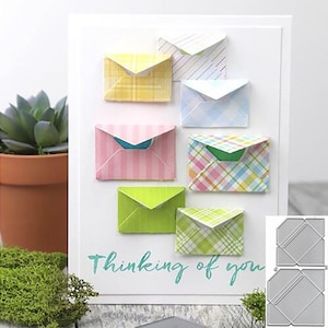 Molde de corte de envelope, matrizes de artesanato, modelo de estêncil, matrizes de scrapbooking, cartão faça você mesmo, novas matrizes, corte