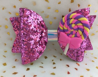 Lollypop swirls hair bow