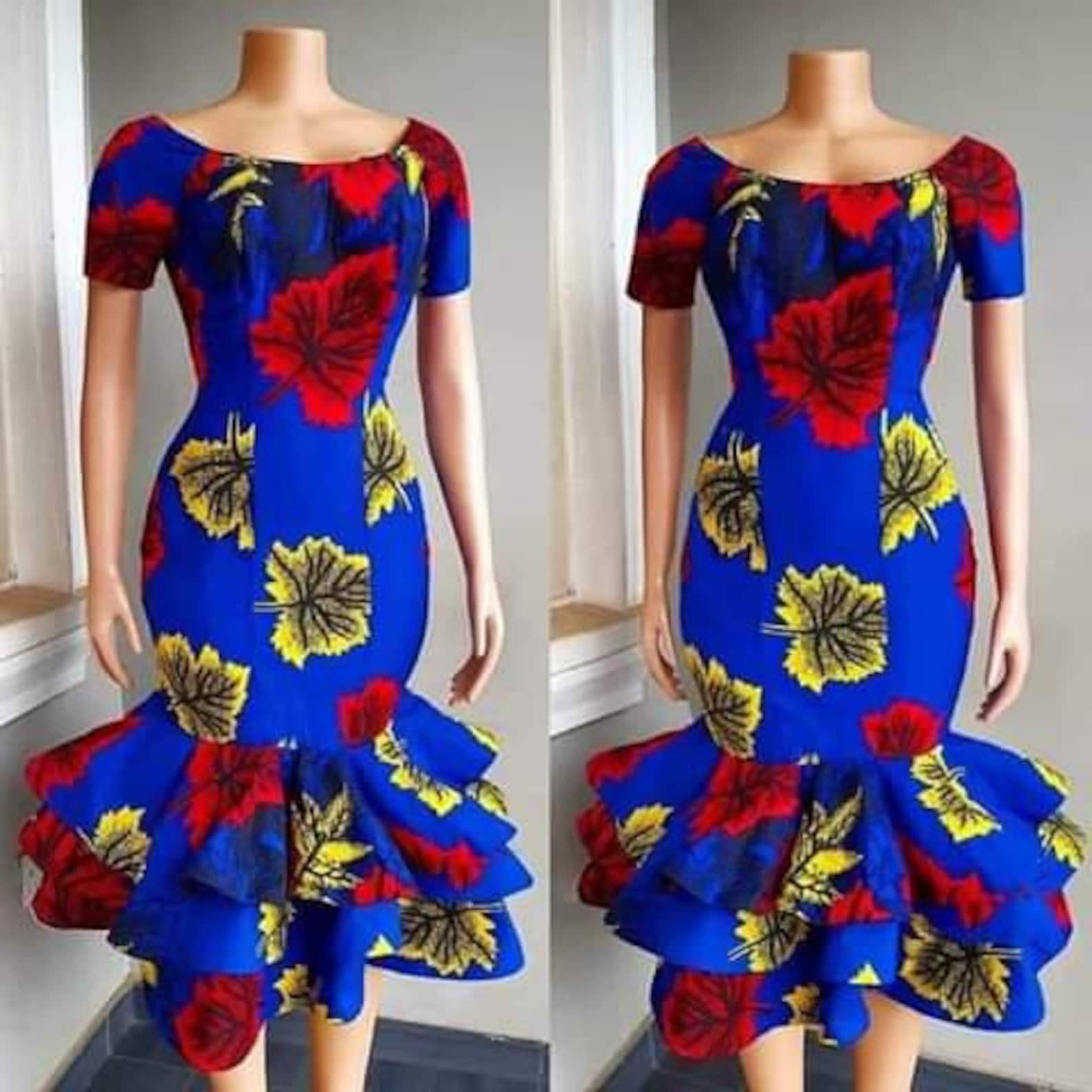 Blue off Shoulder Mermaid Dress/african Party Dress/ African American