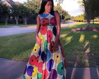 Sleeveless Ankara maxi dress, African maxi dress African wedding dress, African wax print ,African dress for women, African black Friday sal