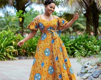Ankara maxi dress with belt, African maxi dress , African party dress,  African Americans dress/ black Friday saAfrican wedding dress dress