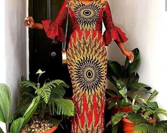 Dashiki long pencil dress / African American dress/African party dress/prom dress/ African summer dress black Friday sale