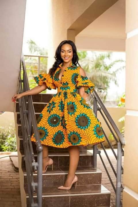kitenge prom dress Fashion Kitenge Prom Dresses African Long Sleeve Women's Dress Wax Printed Kitenge Design Ruffle Irregular Hemline Dresses