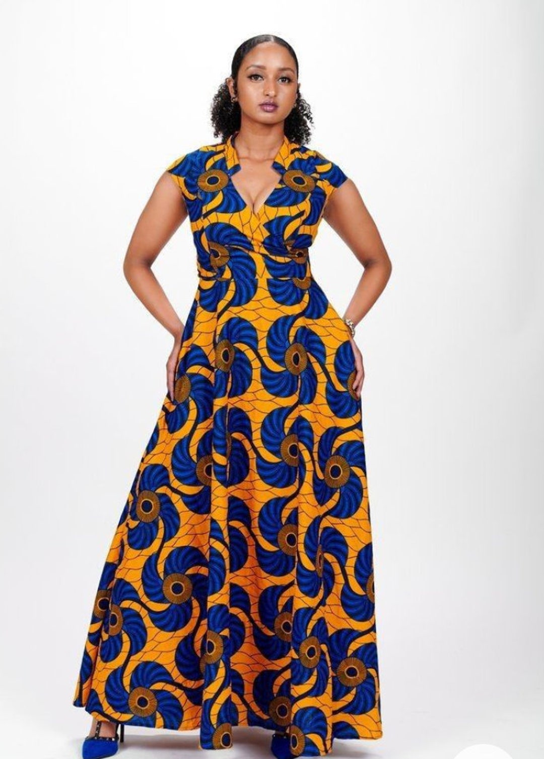 Long Beautiful Ankara Dress African Midi Dress African Wax - Etsy