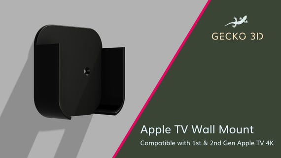 Apple TV 4K Wall Mount – 1st & 2nd Gen | Sleek 3D Printed Carbon Fiber PLA Holder for a Secure and Space-Saving Setup