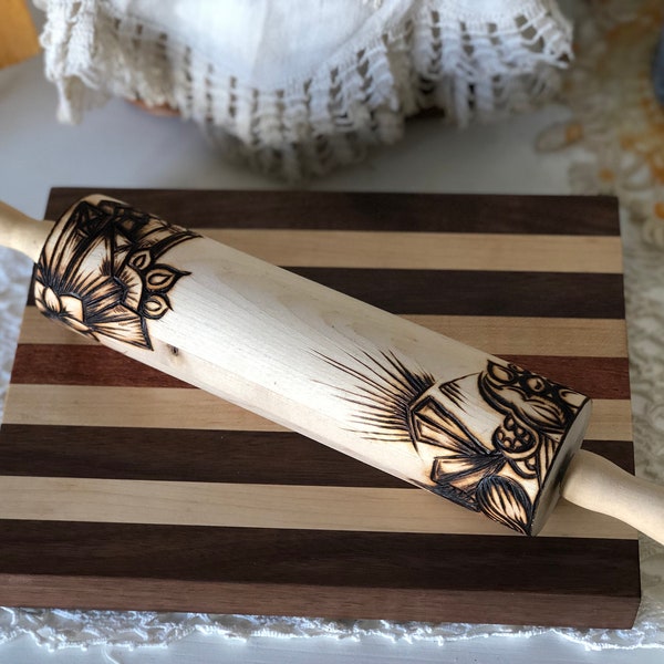 Mandala Wood Burned Rolling Pin