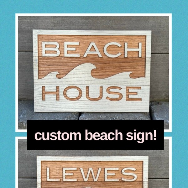 Customized Rustic Beach Sign • Shore House Beach House • Town Name • Beach Name • Custom Beach House Sign