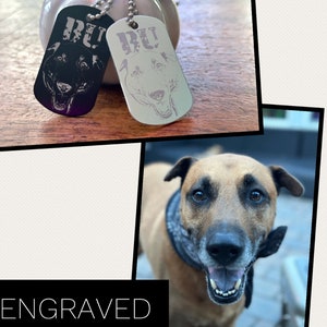 Dog Tag with Engraved Picture | Engraved Dog Tags Pet Portrait Dogs Logo | Engraved Gift Favorite Photo