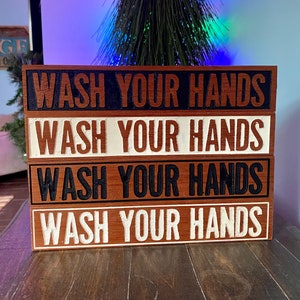Wash Your Hands Wood Sign | Funny Bathroom Art | Quirky Funny Decor