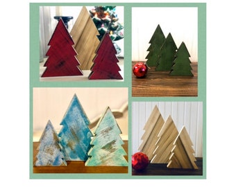 Individual Farmhouse Christmas Evergreen Tree | Rustic Wooden Christmas Trees