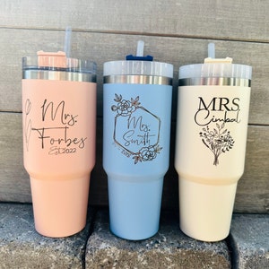 30 oz Stanley Quencher Engraved OG Tumbler Travel Cup | Dishwasher Safe Stanley Brand Cup NO Handle | Personalized Engraved NOT Stickers
