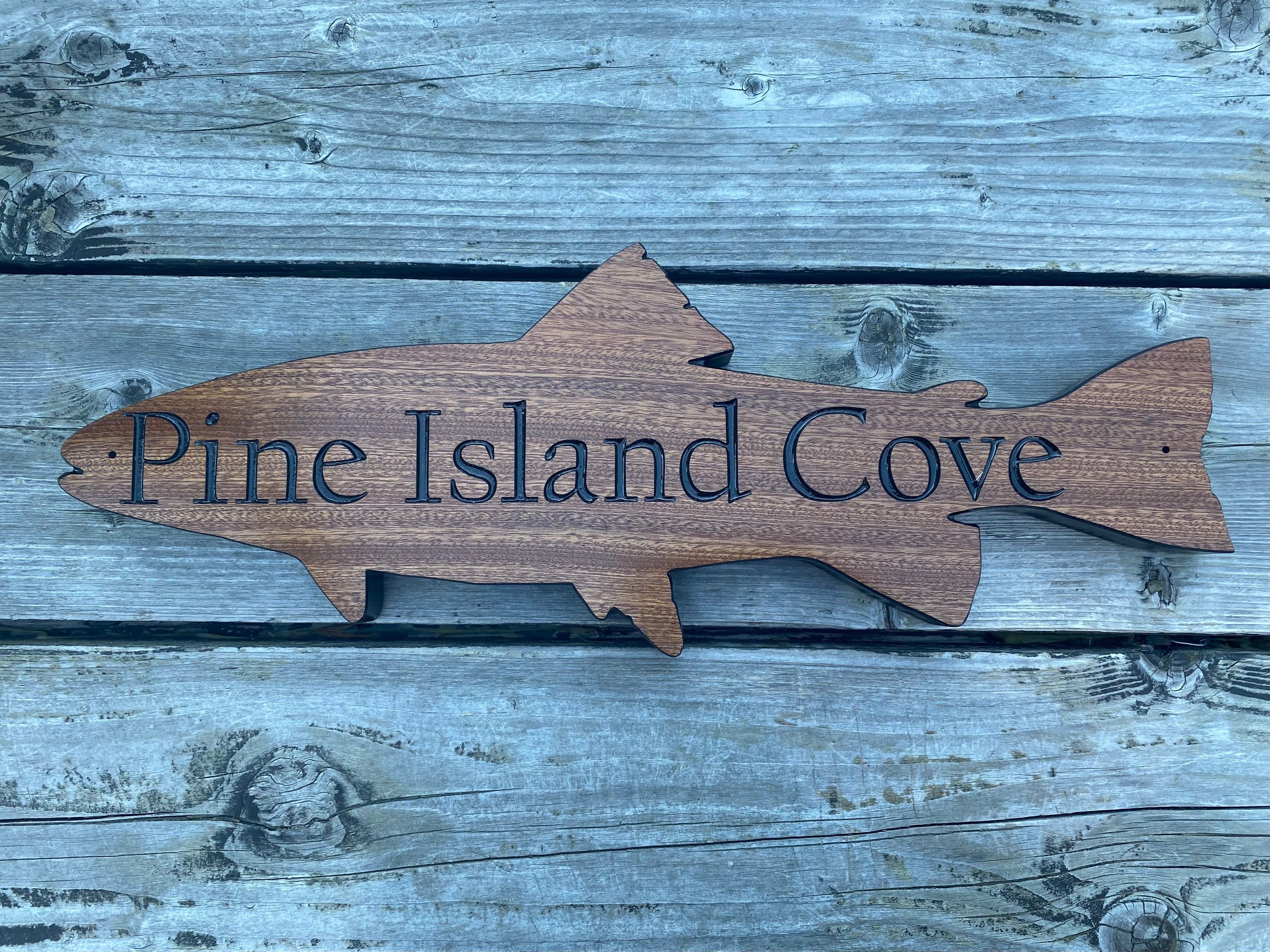 Trout house number sign, Lake sign, cabin sign, mountain, metal, rustic