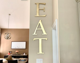 EAT Wood Kitchen Hanging Letters | Cutout Dining Room Sign | Modern Farmhouse Kitchen Wall Decor