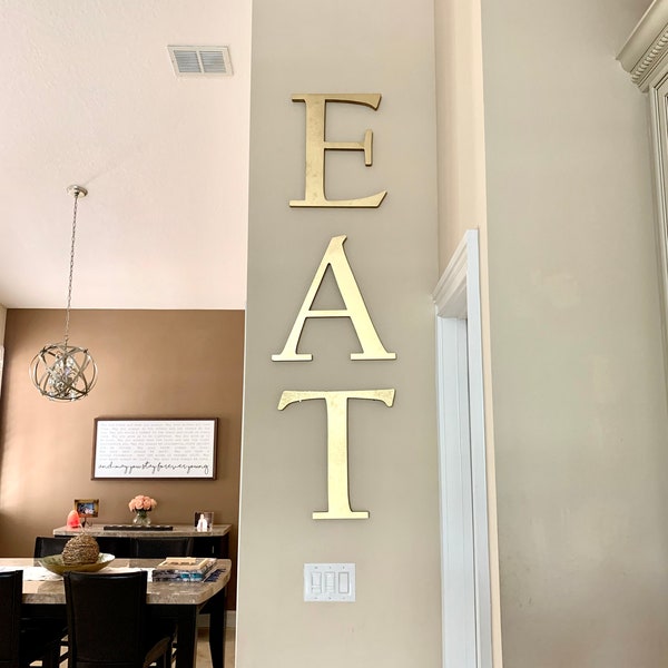 EAT Wood Kitchen Hanging Letters | Cutout Dining Room Sign | Modern Farmhouse Kitchen Wall Decor