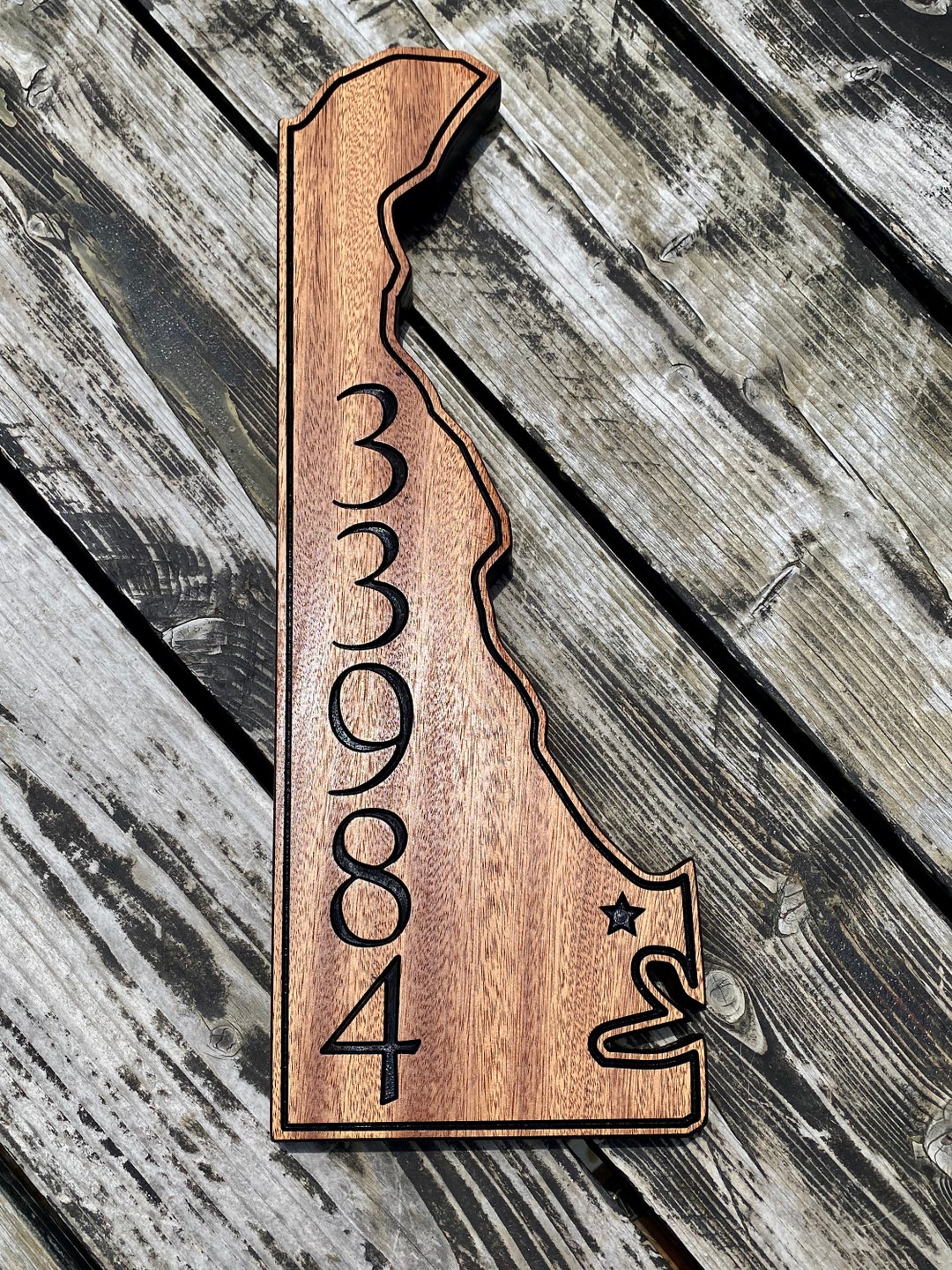 Mahogany State Cutout Address Sign: Personalized House Number - Etsy