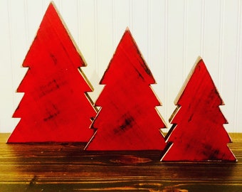 Individueller Bauernhaus Weihnachtsbaum immergrün | Rustikale hölzerne Weihnachtsbäume wiederverwendbare Dekor