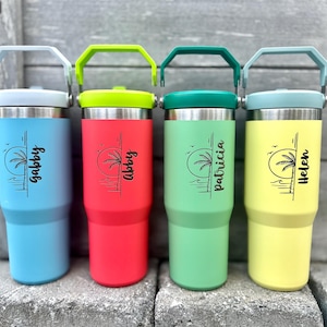 Stanley IceFlow 30 oz Flip Straw Bottle Personalized Flip Ice Flow Tumbler Dishwasher Safe Travel Cup • Engraved NOT Stickers