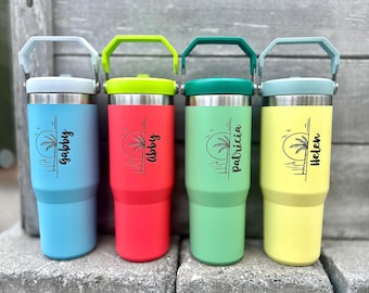 Personalized Stanley IceFlow Tumbler: 30 oz Engraved Flip Straw Travel Cup