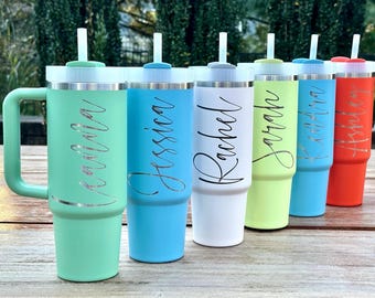Personalized Engraved Stanley Quencher 40 oz Tumbler with Handle