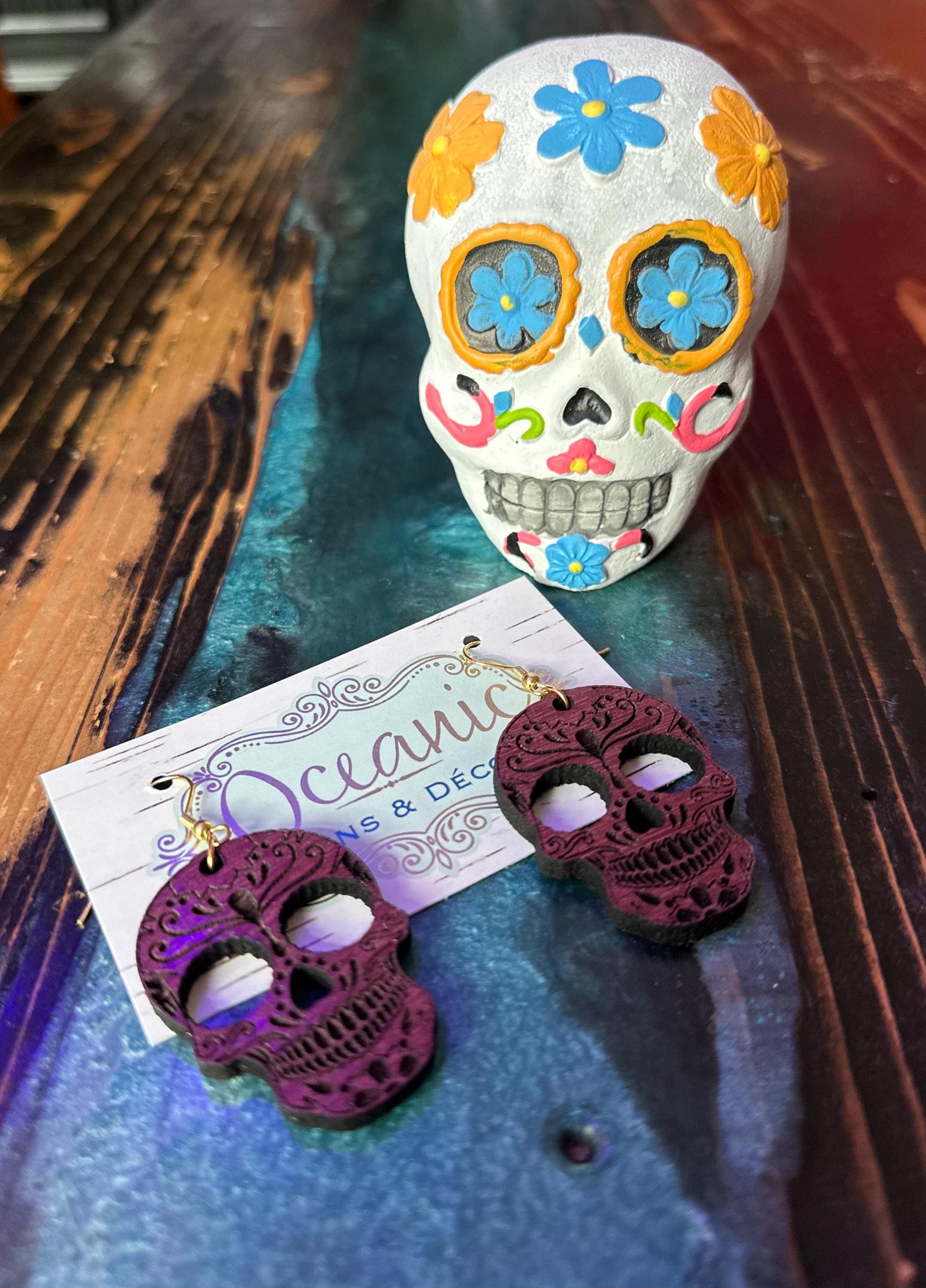 Dios De Los Muertos Edelstahl Ohrstecker Totenkopf-Skull Schwerter - Edelstahl Ohrringe By Dia De Los Muertos Kostüm Herren
