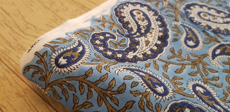 Indian handmade handblock 100/% pure cotton paisley print fabric