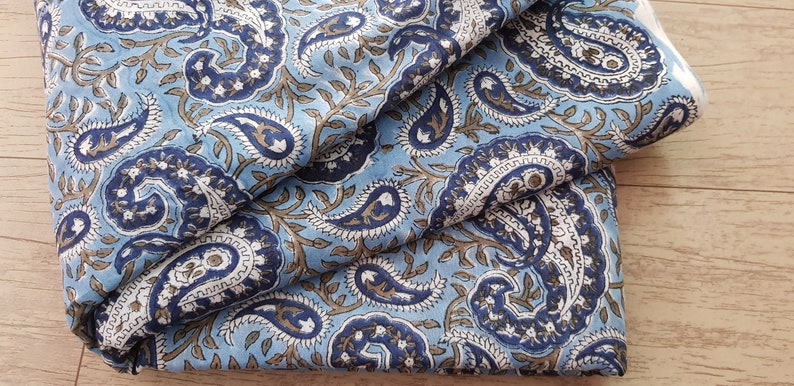 Indian handmade handblock 100/% pure cotton paisley print fabric