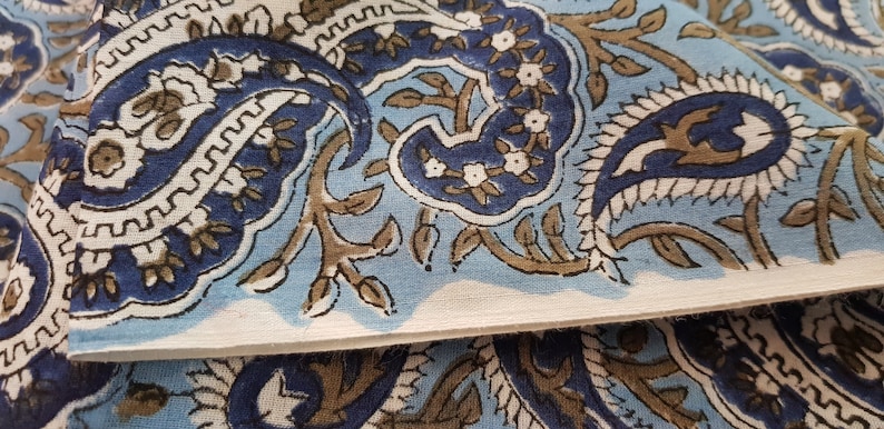 Indian handmade handblock 100/% pure cotton paisley print fabric