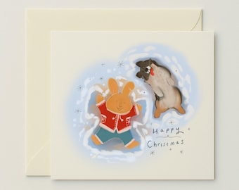 Making Snow Angels - Christmas Greeting Card