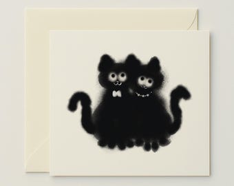 Cat Wedding Greeting Card, Mr & Mrs Congratulations Card