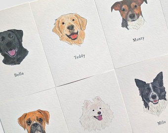 Custom Watercolour Pet Portrait: A6 Print, Dog Illustration