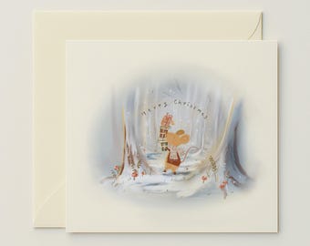 A Little Mouse in the Woods - Christmas Greeting Card