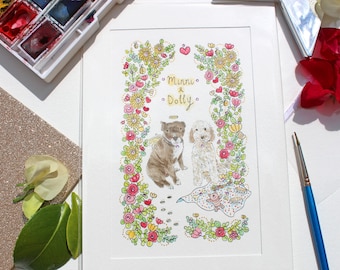 Pet Portrait, Hand Painted, Illustration, Pet Painting, Personalised Pet, Any Animal, Cat Portrait,  Watercolour, Drawing, Custom, Pet Gift