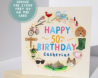 Personalised 50th Birthday Card - Choose Their Favourite Things