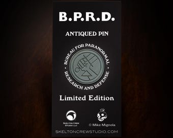 Hellboy/B.P.R.D.: Limited Edition Antiqued B.P.R.D. Logo pin! NEW LARGER SIZE