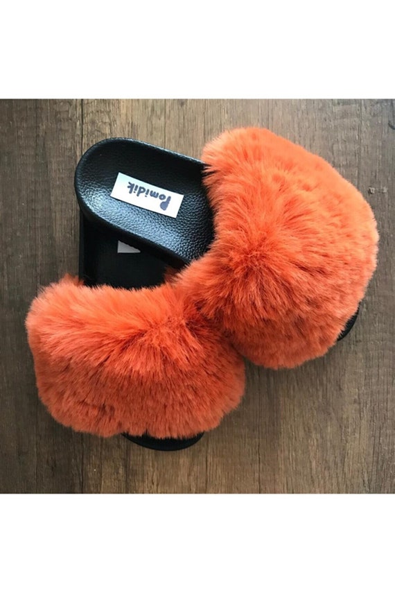 Soft Feathered Single Band Orange Woman Halloween Slippers - Etsy
