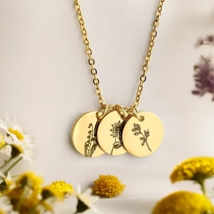 Birth Month Flower Necklace for Women, Birth Flower Gifts, Personalized Jewelry Friendship Birthday Gift, New Mom Gift