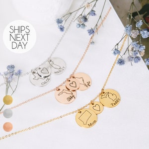 Benutzerdefinierte Fern Zustand Halskette personalisierte Name Schmuck, Herz Anhänger Halskette für Familie oder beste Freundin, Geburtstag Geschenk für sie