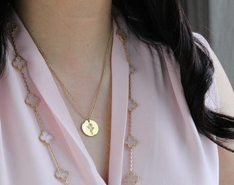 Personalized Birth Flower Necklace for Grandma Custom Flower Necklace for Her, Birthday Gift for Her, Mom Necklace for Mom