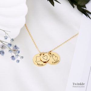 Collier délicat assorti longue distance avec nom personnalisé meilleur ami cadeau État collier amitié personnalisé fête des mères image 4