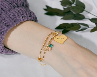 Gemszoo Bracciale Personalizzato A Cuore Con Nodo - Pietre Portafortuna 2-4 Compleanni, Catena Regolabile, Regalo In Scatola